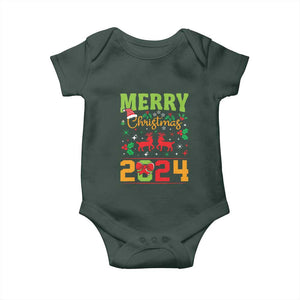 Merry Christmas 2024 Baby Onesie Classic Festive Xmas Vibe TS02 Dark Forest Green Print Your Wear