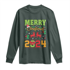 Merry Christmas 2024 Long Sleeve Shirt Classic Festive Xmas Vibe TS02 Dark Forest Green Print Your Wear