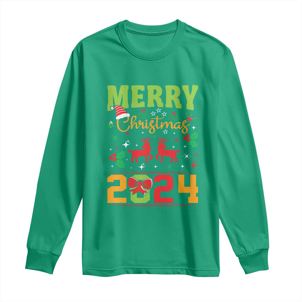 Merry Christmas 2024 Long Sleeve Shirt Classic Festive Xmas Vibe TS02 Irish Green Print Your Wear