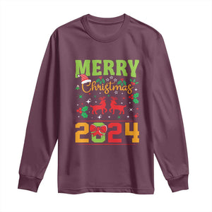 Merry Christmas 2024 Long Sleeve Shirt Classic Festive Xmas Vibe TS02 Maroon Print Your Wear