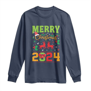 Merry Christmas 2024 Long Sleeve Shirt Classic Festive Xmas Vibe TS02 Navy Print Your Wear