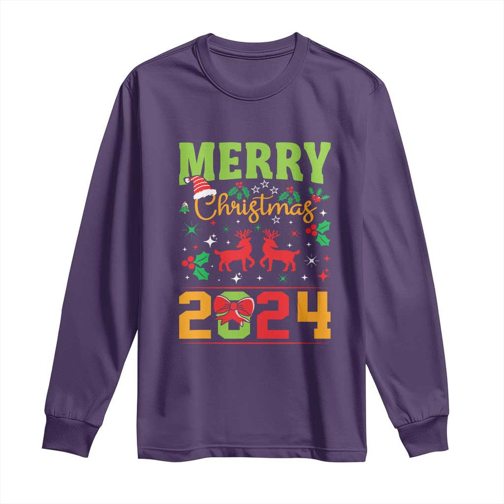 Merry Christmas 2024 Long Sleeve Shirt Classic Festive Xmas Vibe TS02 Purple Print Your Wear