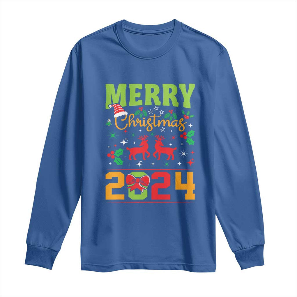 Merry Christmas 2024 Long Sleeve Shirt Classic Festive Xmas Vibe TS02 Royal Blue Print Your Wear