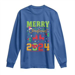 Merry Christmas 2024 Long Sleeve Shirt Classic Festive Xmas Vibe TS02 Royal Blue Print Your Wear