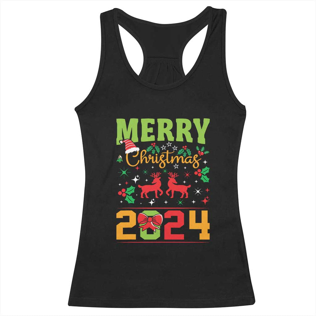 Merry Christmas 2024 Racerback Tank Top Classic Festive Xmas Vibe TS02 Black Print Your Wear