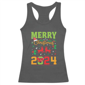 Merry Christmas 2024 Racerback Tank Top Classic Festive Xmas Vibe TS02 Dark Heather Print Your Wear