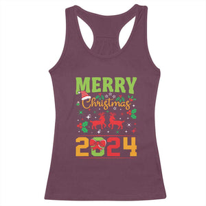 Merry Christmas 2024 Racerback Tank Top Classic Festive Xmas Vibe TS02 Maroon Print Your Wear