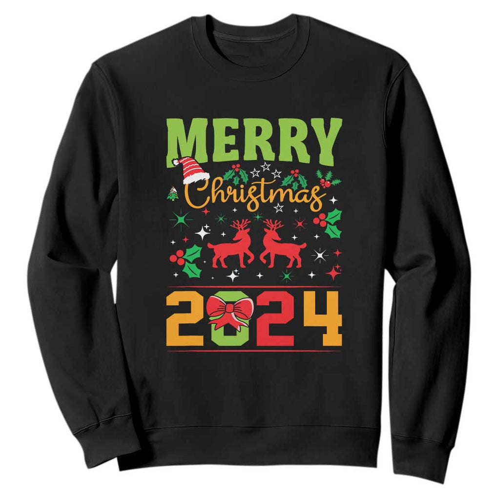 Merry Christmas 2024 Sweatshirt Classic Festive Xmas Vibe TS02 Black Print Your Wear