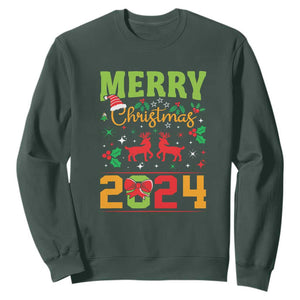 Merry Christmas 2024 Sweatshirt Classic Festive Xmas Vibe TS02 Dark Forest Green Print Your Wear