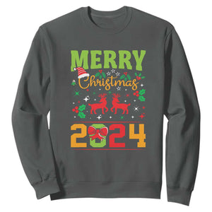 Merry Christmas 2024 Sweatshirt Classic Festive Xmas Vibe TS02 Dark Heather Print Your Wear