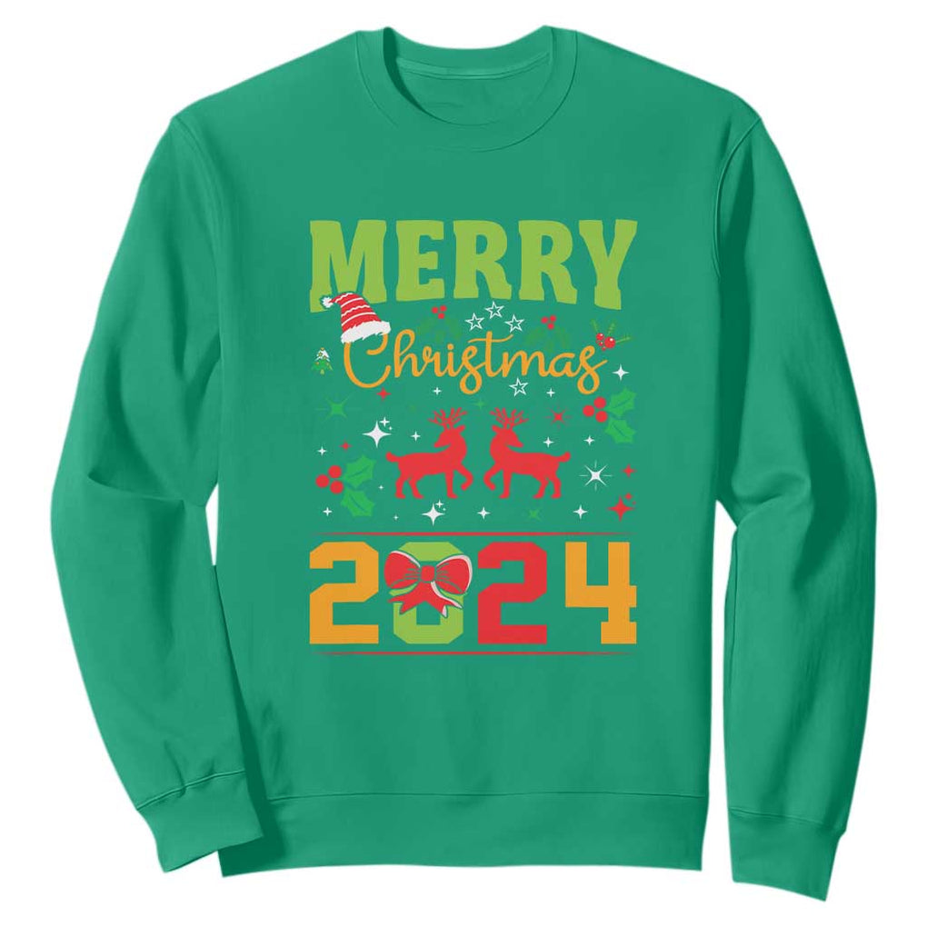 Merry Christmas 2024 Sweatshirt Classic Festive Xmas Vibe TS02 Irish Green Print Your Wear