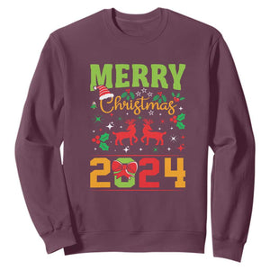 Merry Christmas 2024 Sweatshirt Classic Festive Xmas Vibe TS02 Maroon Print Your Wear