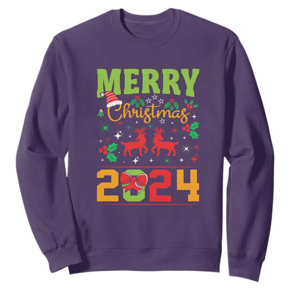 Merry Christmas 2024 Sweatshirt Classic Festive Xmas Vibe TS02 Purple Print Your Wear