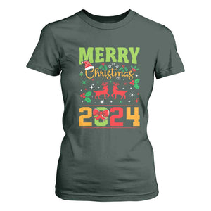 Merry Christmas 2024 T Shirt For Women Classic Festive Xmas Vibe TS02 Dark Forest Green Print Your Wear