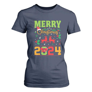 Merry Christmas 2024 T Shirt For Women Classic Festive Xmas Vibe TS02 Navy Print Your Wear