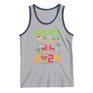 Merry Christmas 2024 Tank Top Classic Festive Xmas Vibe TS02 Athletic Heather Navy Print Your Wear