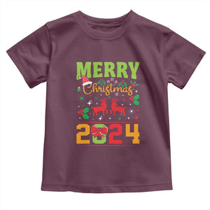 Merry Christmas 2024 Toddler T Shirt Classic Festive Xmas Vibe TS02 Maroon Print Your Wear