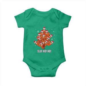 Funny Sloth Christmas Tree Baby Onesie Slo Ho Ho Ho Santa Hat TS02 Irish Green Print Your Wear