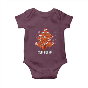 Funny Sloth Christmas Tree Baby Onesie Slo Ho Ho Ho Santa Hat TS02 Maroon Print Your Wear