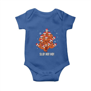 Funny Sloth Christmas Tree Baby Onesie Slo Ho Ho Ho Santa Hat TS02 Royal Blue Print Your Wear