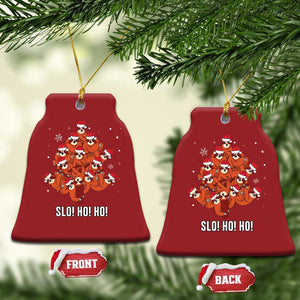 Funny Sloth Xmas Tree Christmas Ornament Slo Ho Ho Ho Santa Hat TS02 Bell Flake Red Print Your Wear