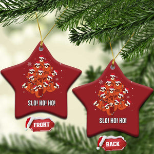 Funny Sloth Xmas Tree Christmas Ornament Slo Ho Ho Ho Santa Hat TS02 Star Red Print Your Wear