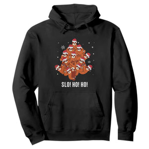 Funny Sloth Christmas Tree Hoodie Slo Ho Ho Ho Santa Hat TS02 Black Print Your Wear