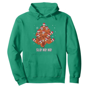 Funny Sloth Christmas Tree Hoodie Slo Ho Ho Ho Santa Hat TS02 Irish Green Print Your Wear