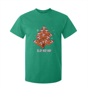 Funny Sloth Christmas Tree T Shirt For Kid Slo Ho Ho Ho Santa Hat TS02 Irish Green Print Your Wear