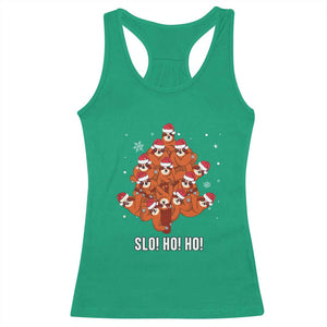 Funny Sloth Christmas Tree Racerback Tank Top Slo Ho Ho Ho Santa Hat TS02 Irish Green Print Your Wear