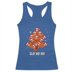 Funny Sloth Christmas Tree Racerback Tank Top Slo Ho Ho Ho Santa Hat TS02 Royal Blue Print Your Wear