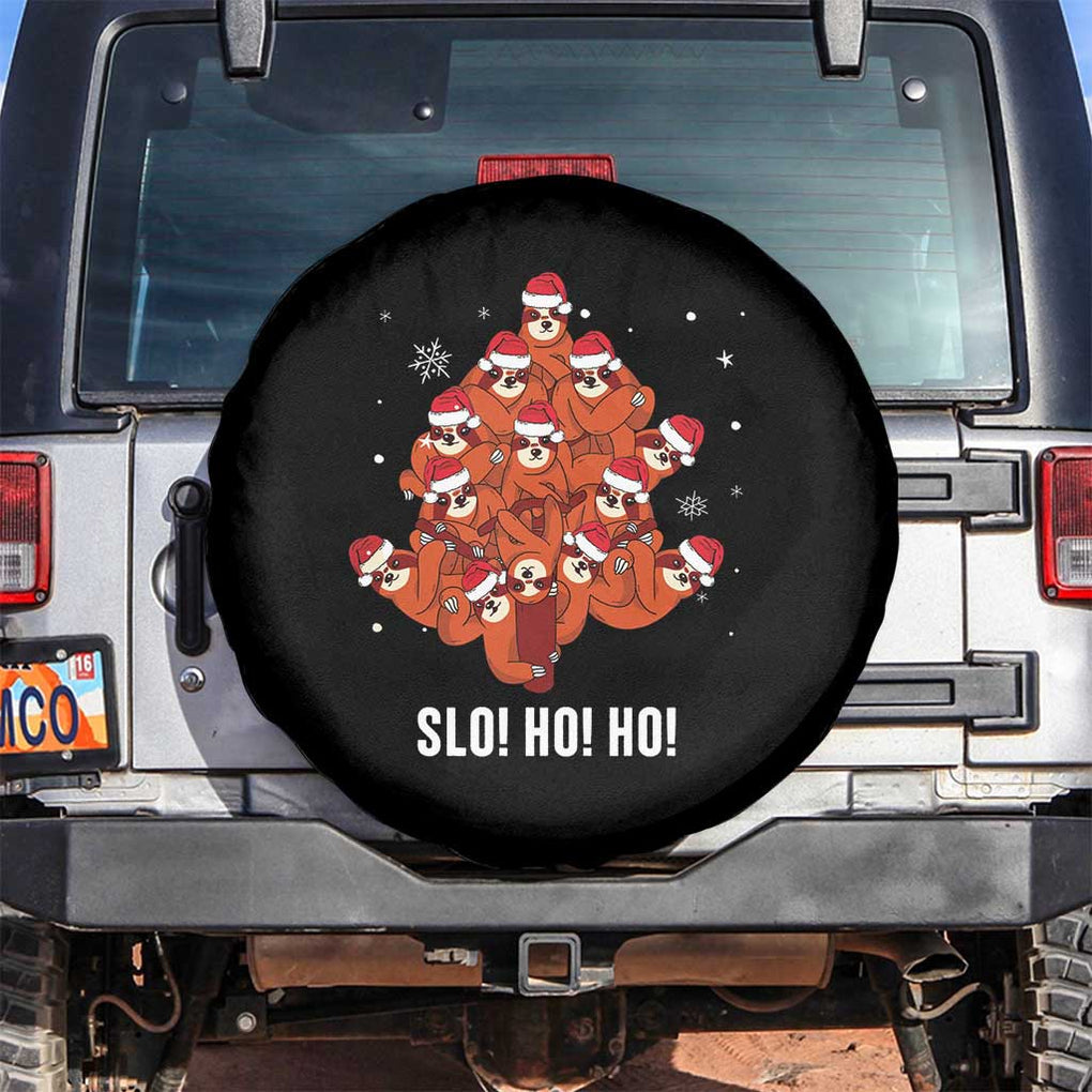 Funny Sloth Christmas Tree Spare Tire Cover Slo Ho Ho Ho Santa Hat TS02 No hole Black Print Your Wear