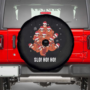 Funny Sloth Christmas Tree Spare Tire Cover Slo Ho Ho Ho Santa Hat TS02 Black Print Your Wear