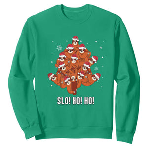 Funny Sloth Christmas Tree Sweatshirt Slo Ho Ho Ho Santa Hat TS02 Irish Green Print Your Wear