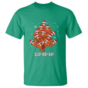 Funny Sloth Christmas Tree T Shirt Slo Ho Ho Ho Santa Hat TS02 Irish Green Print Your Wear