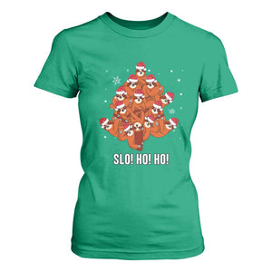 Funny Sloth Christmas Tree T Shirt For Women Slo Ho Ho Ho Santa Hat TS02 Irish Green Print Your Wear