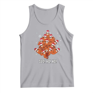 Funny Sloth Christmas Tree Tank Top Slo Ho Ho Ho Santa Hat TS02 Athletic Heather Print Your Wear