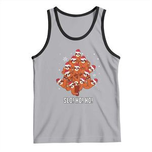 Funny Sloth Christmas Tree Tank Top Slo Ho Ho Ho Santa Hat TS02 Athletic Heather Black Print Your Wear