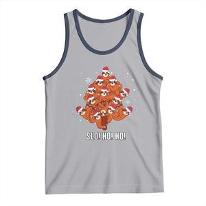 Funny Sloth Christmas Tree Tank Top Slo Ho Ho Ho Santa Hat TS02 Athletic Heather Navy Print Your Wear