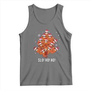 Funny Sloth Christmas Tree Tank Top Slo Ho Ho Ho Santa Hat TS02 Black Heather Print Your Wear