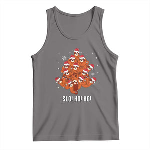 Funny Sloth Christmas Tree Tank Top Slo Ho Ho Ho Santa Hat TS02 Deep Heather Print Your Wear