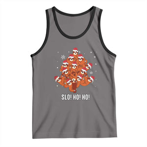 Funny Sloth Christmas Tree Tank Top Slo Ho Ho Ho Santa Hat TS02 Deep Heather Black Print Your Wear