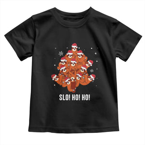 Funny Sloth Christmas Tree Toddler T Shirt Slo Ho Ho Ho Santa Hat TS02 Black Print Your Wear