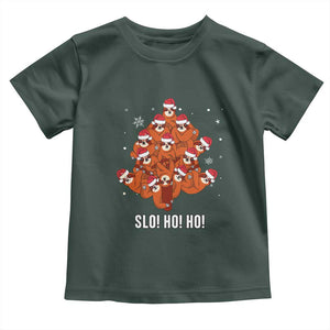 Funny Sloth Christmas Tree Toddler T Shirt Slo Ho Ho Ho Santa Hat TS02 Dark Forest Green Print Your Wear