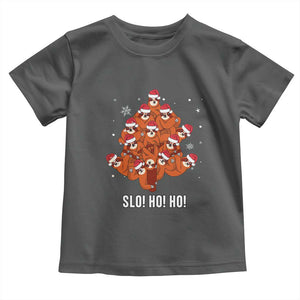 Funny Sloth Christmas Tree Toddler T Shirt Slo Ho Ho Ho Santa Hat TS02 Dark Heather Print Your Wear