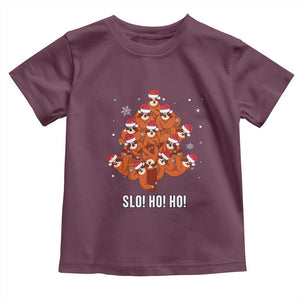 Funny Sloth Christmas Tree Toddler T Shirt Slo Ho Ho Ho Santa Hat TS02 Maroon Print Your Wear