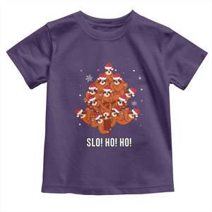 Funny Sloth Christmas Tree Toddler T Shirt Slo Ho Ho Ho Santa Hat TS02 Purple Print Your Wear