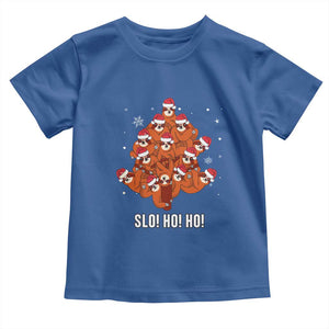 Funny Sloth Christmas Tree Toddler T Shirt Slo Ho Ho Ho Santa Hat TS02 Royal Blue Print Your Wear