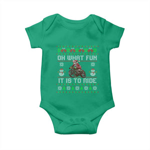 Biker Santa Claus Baby Onesie Oh What Fun It Is To Ride Motorcycle Christmas Ugly Sweater TS02 Irish Green Print Your Wear