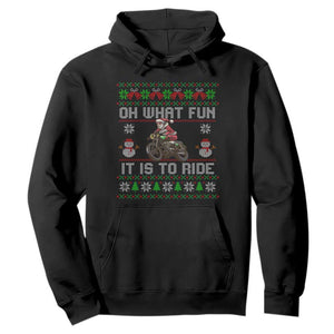 Biker Santa Claus Hoodie Oh What Fun It Is To Ride Motorcycle Christmas Ugly Sweater TS02 Black Print Your Wear